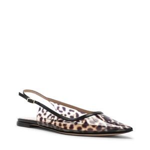 NWOB Gianvito Rossi Jen PVC Leopard Print Pointed Toe Slingback Flats 38.5